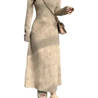Robe en tricot à manches longues de style français, vintage, cintrée à la taille, coupe ajustée, col semi-ouvert, nouvelle arrivée printemps-automne pour femmes 6