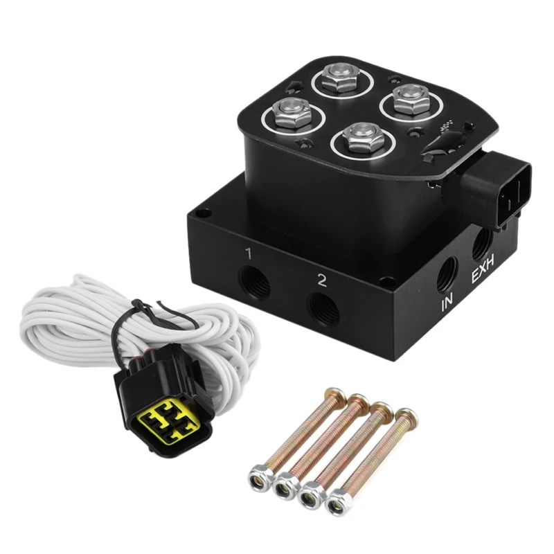 

12V Air Ride Suspension Bag Controller,Manifold Valve Block Kit 4-Corner 300Psi 1/4 Inch NPT6