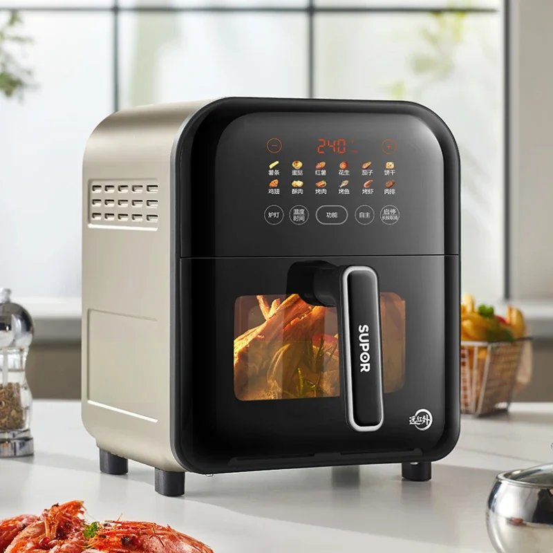 Far Infrared Air Fryer, Visual Intelligent Multifunctional Electric Fryer, 6L Large Capacity Home Use Without Turning Over