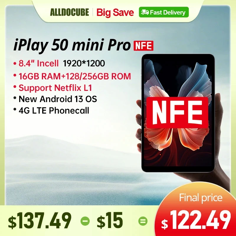 Alldocube iPlay50 미니 프로 태블릿, 넷플릭스 L1, 8.4 인치, 안드로이드 13, Helio G99, 8GB RAM, 128, 256GB ROM, 듀얼 SIM 카드