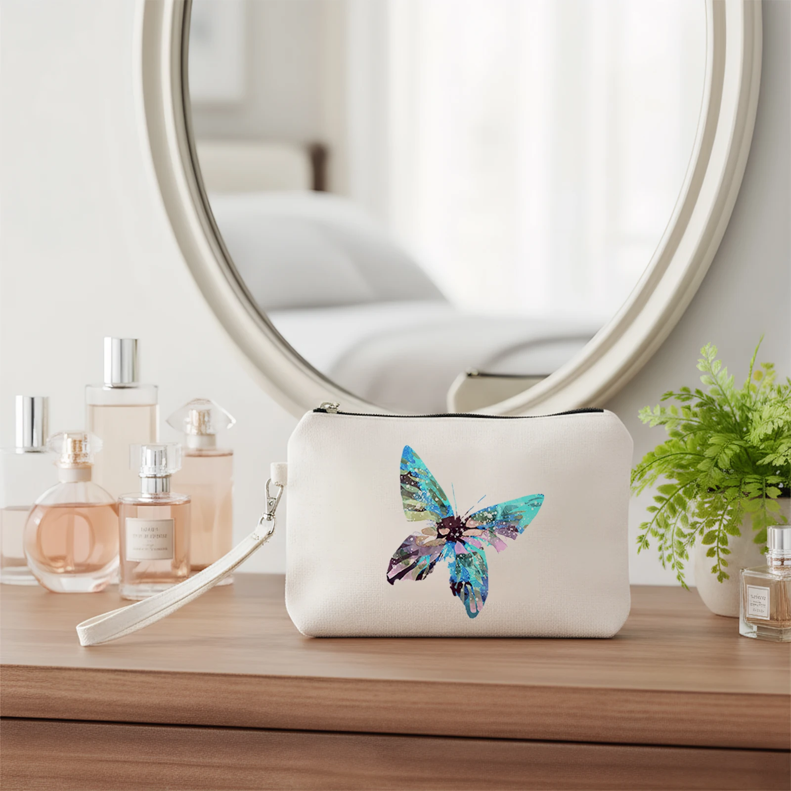 Canvas Portable Storage Bag Lightweight Cotton Linen Cosmetic Bag Breathable Casual Skincare Pouch Bathroom Shower Travel Bag