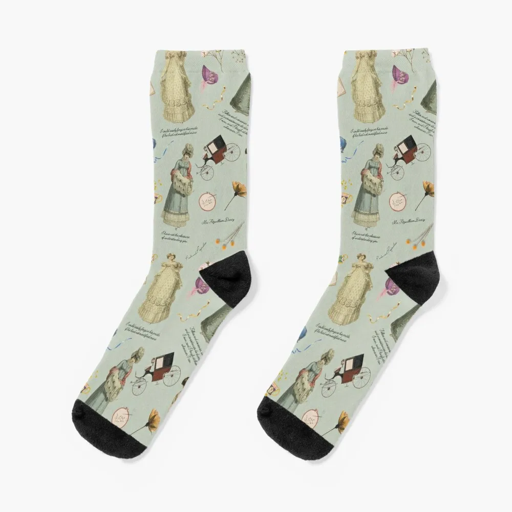 

Pride and Prejudice Quotes|Miss Bennet | Jane Austen Green Socks Men's funny gift Designer Man Socks Women's