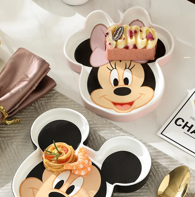 Vajilla Kawaii Disney Anime Hobby Mickey Mouse Minnie Mouse, personalidad  creativa, plato de cerámica para servir el desayuno en el hogar - AliExpress