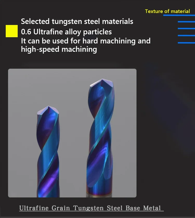 Hartmetall-Bohrer, Hartmetall-Bohrer, Wolframstahl-Spiralbohrer 1 2 3 4 5 6 -12mm für Metallbearbeitung, CNC-Drehmaschinen, Bohrwerkzeuge – Detail 8