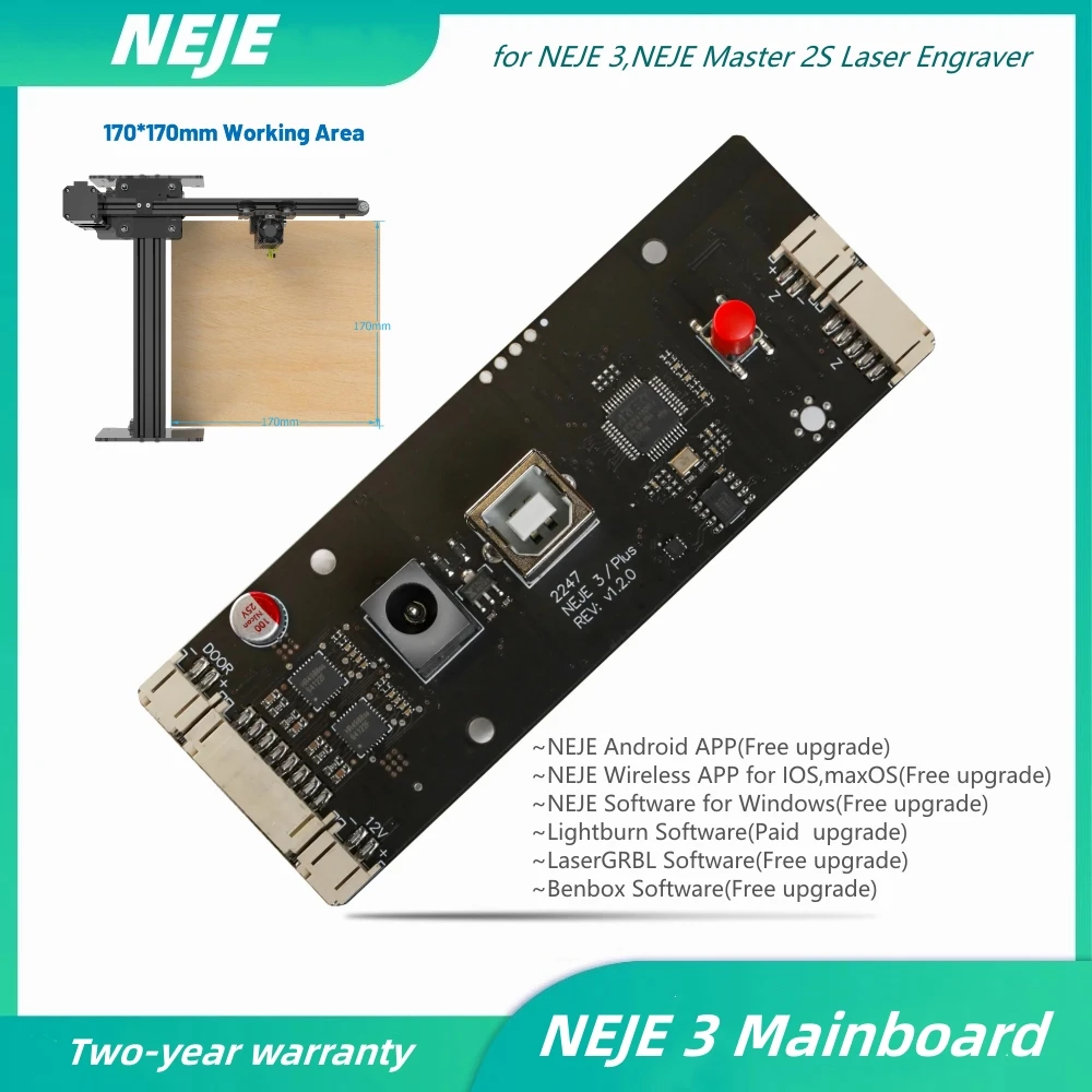 nejeマスター2s-3レーザー彫刻機切断機、lasergrbl、lightburnのためのneje-3メインボードの交換