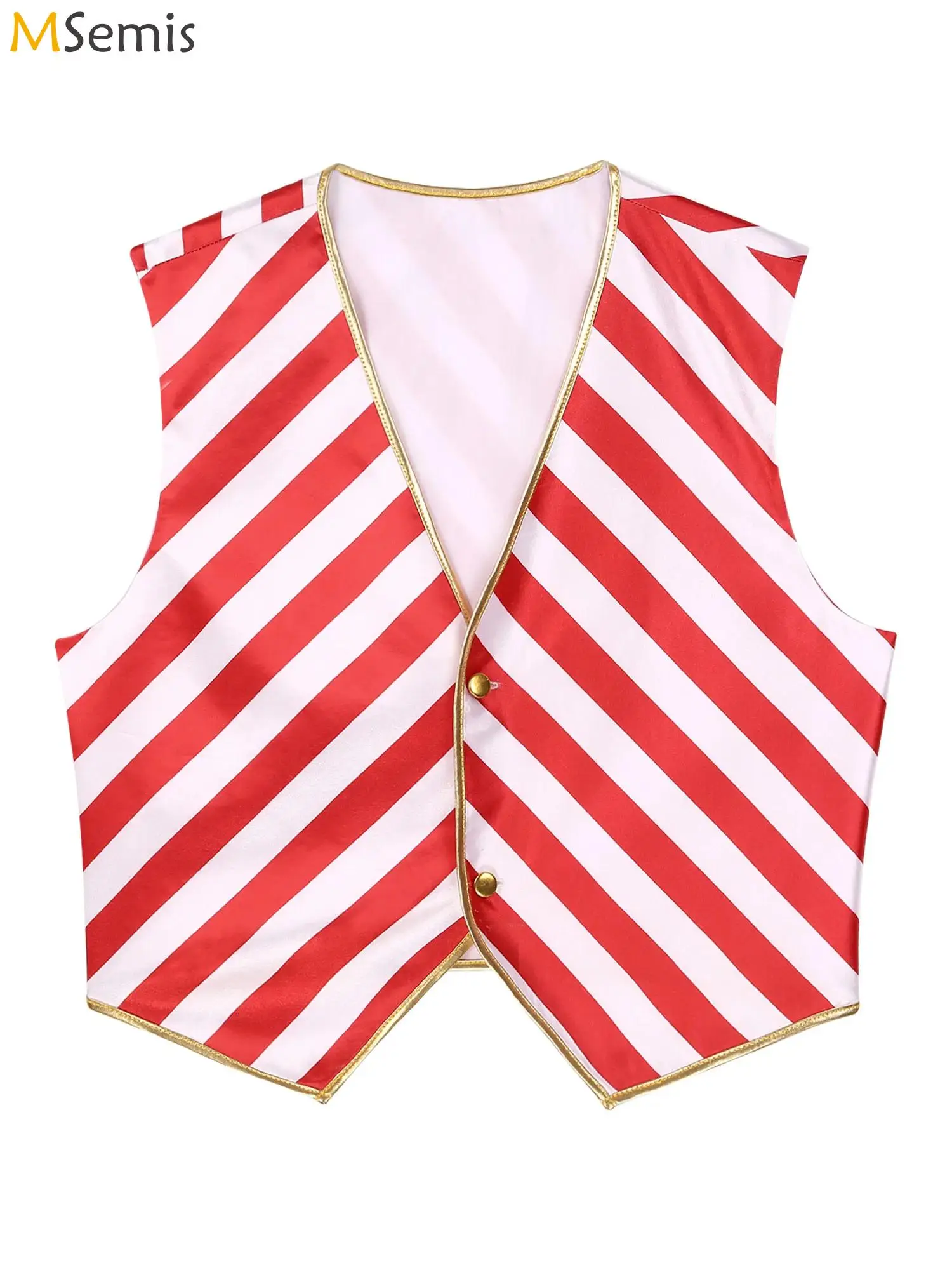 Kids Christmas Candy Cane Striped Waistcoat Halloween Performance Party Costume V Neck Vest Jacket Santa Claus Sleeveless Tops cosplay costume santa claus costume
