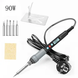 High - Power Electric Soldering Iron with Adjustable Temperature and LED Display - EU  220V (90W - Package)