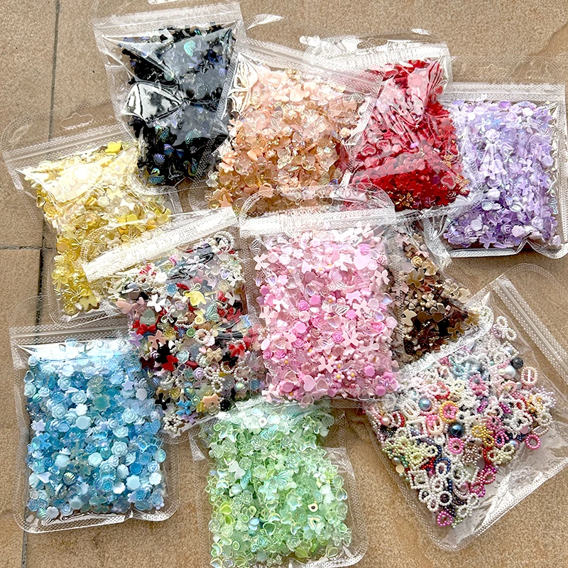 50GramsMixedHeartFlowersBearNailCharmsResinAuroraBowknot
