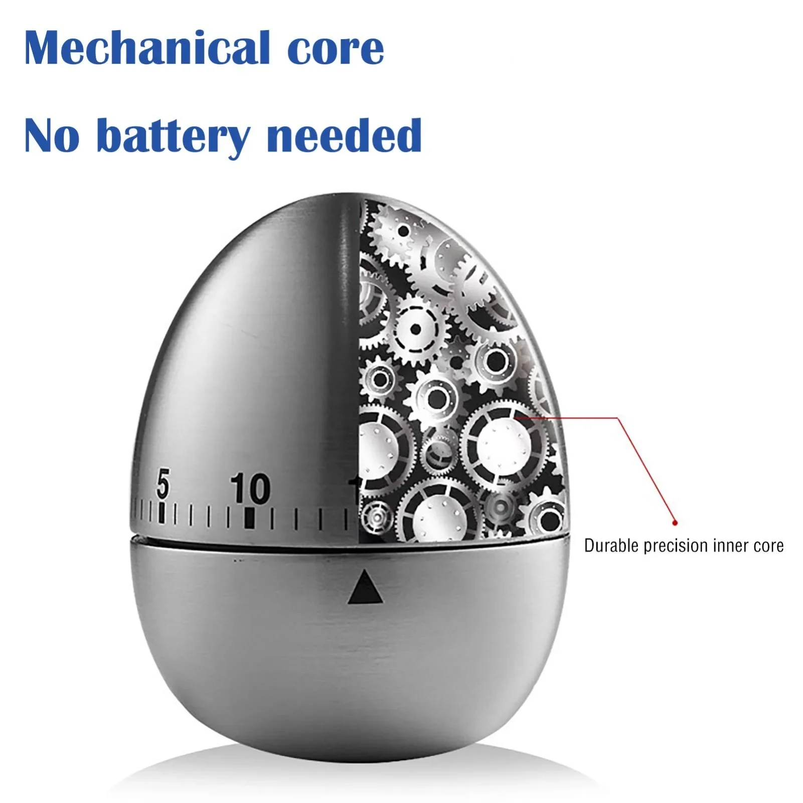 계란 주방 타이머 수동, 스테인레스 스틸 금속 기계식 시각 카운트다운 요리 타이머, 시끄러운 알람, 어린이 요리 도구
