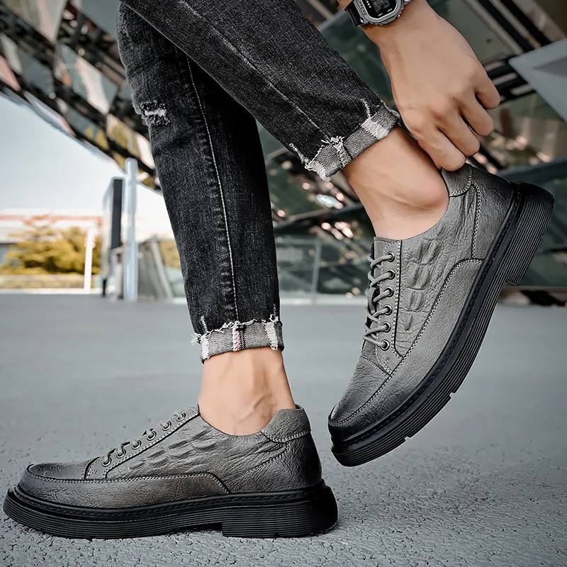 Scarpe casual in pelle da uomo Slip Comode in pelle Casual Trekking Walking Escursionismo leggero_voghion.com