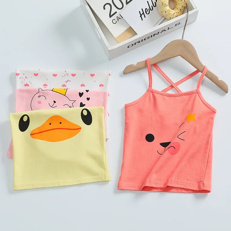 Cotton Children's summer Vest Cartoon Colored Kids Camisole Children Tops Summer Baby Singlet Girls Undershirts Tank