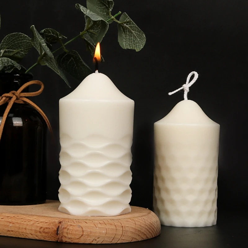 Description Picture 3 of itemGeometric Spiral Frame Candle Making Mold Cylinder Scented Candles Silicone Mold  DIY Cylindrical Corrugated Gypsum Soap Mold