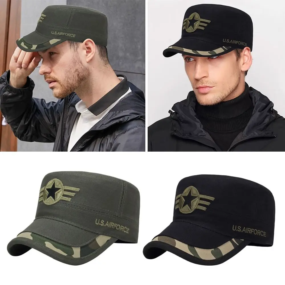 Vier Jahreszeiten Hut männer Baseball Kappe Atmungsaktive Baumwolle Outdoor Flache Militär Kappe Camouflage Stickerei Kappe Angeln Verstellbare Kappe – Detail 1