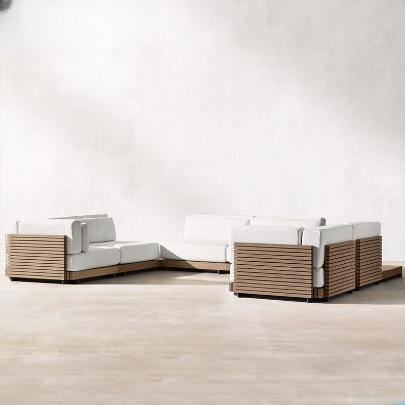 

High-grade outdoor teak sofa courtyard outdoor garden open-air log solid wood sofa combination