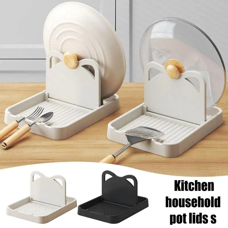 

Kitchen household pot lid rack countertop multifunctional vertical foldable wall-mounted spoon storage rack Cooking Utensils