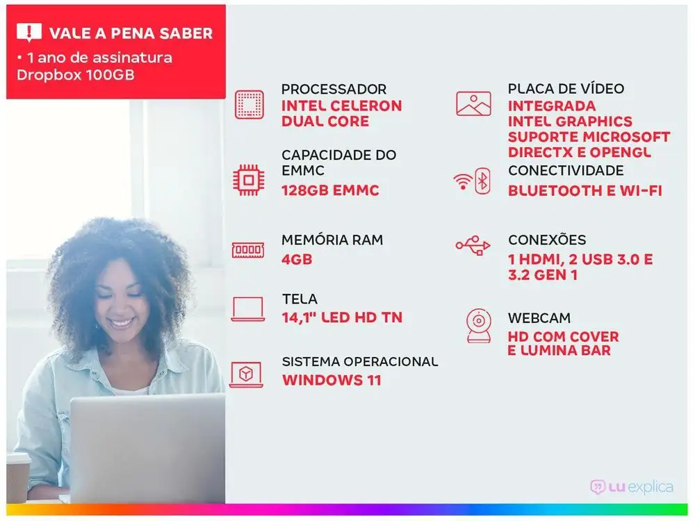 Positive Notebook Vision C14 Intel Celeron 4GB - Imagem 2