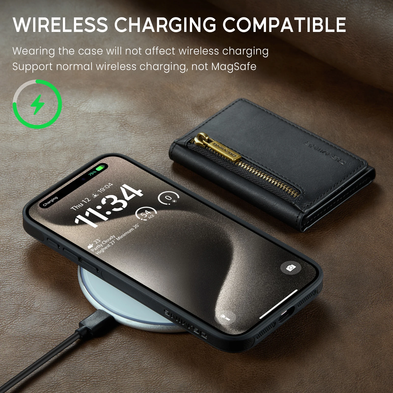 Wireless Charging Leather Iphone Flip Case Leather Case Iphone 11