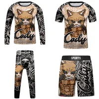 Kids Bjj Rashguard Jiu  T-shirt+Pant KickBoxing Sets Boy Gym Children Muay Thai Shorts MMA Clothing Compression Tights 1