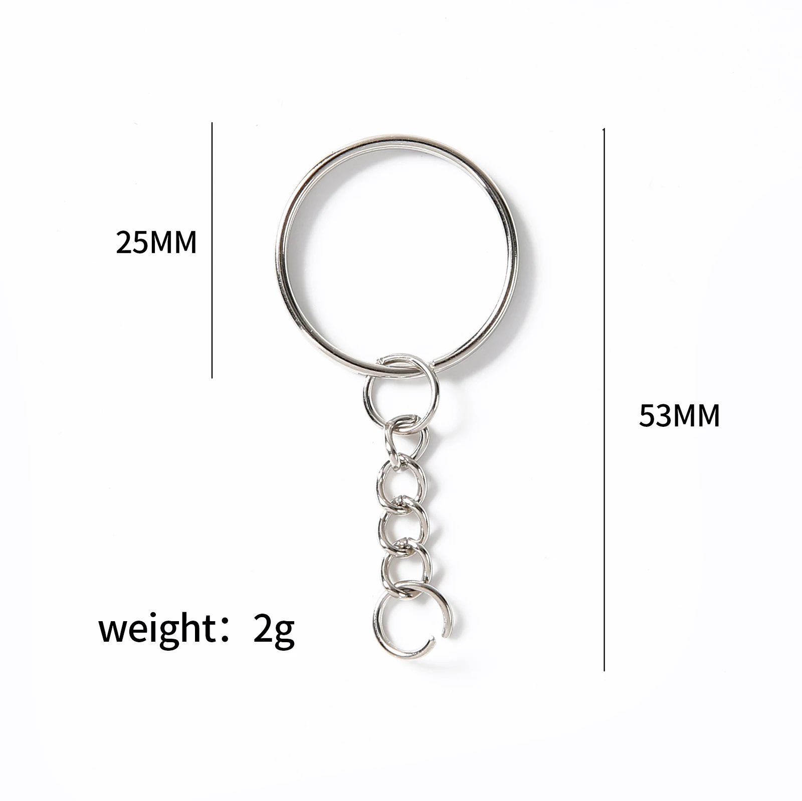 Silver Metal Key Chain Rings with Open Jump Ring and Connector - 25mm DIY Jewelry Accessories