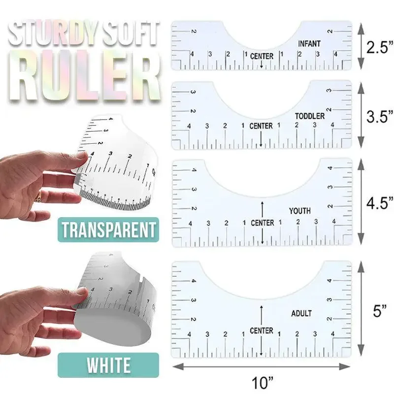 T-Shirt Alignment Ruler Guide to Center Design, Sewing Accessories, DIY Drawing Template, Drafting Tool, 4Pcs