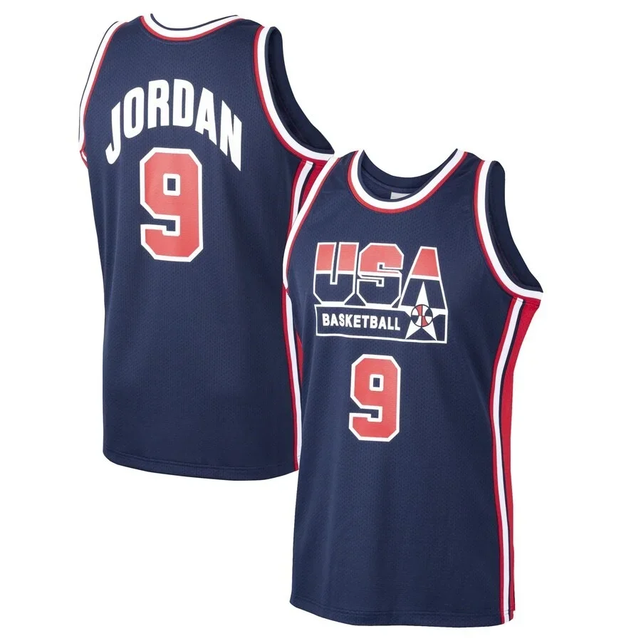 Basketball jerseys 1992 USA 9 23 SPACE JAM jersey Sewing Embroidery Outdoor sportswear high quality Blue White THROWBACKS