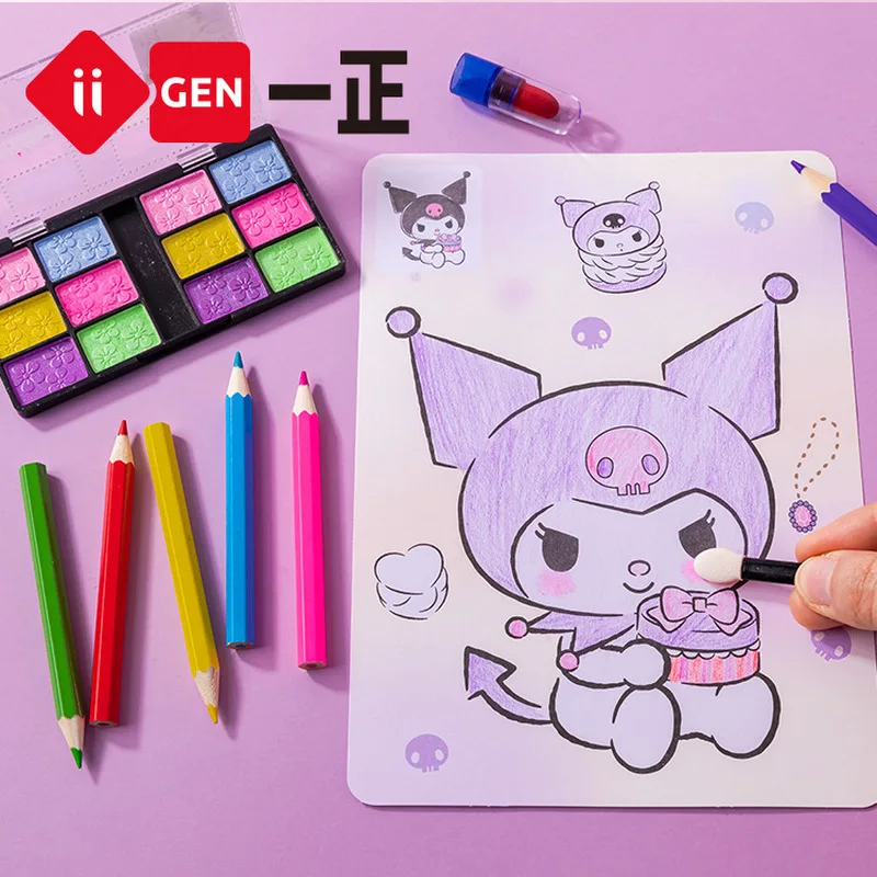 

Набор канцелярских принадлежностей Sanrio Melody Kuromi Beauty, цветная картина, цветная и заполненная книга, игрушка для макияжа для девочек на день рождения и Рождество