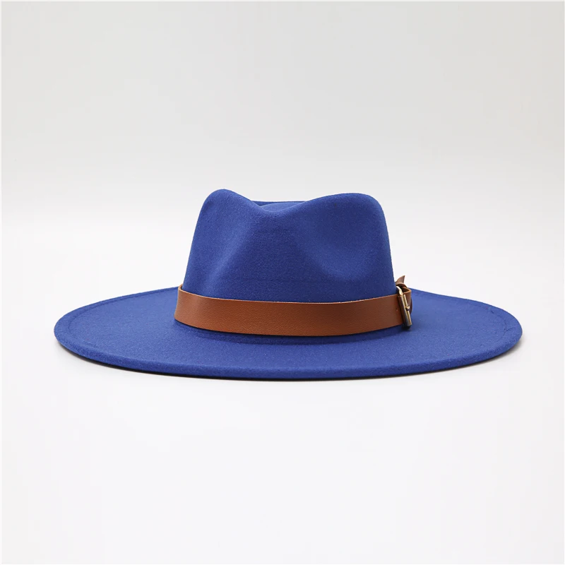fedora hat 2022 New Fedora Hat Women Big Wide Brim 8.5cm Vintage Khaki Felted Jazz Hat Winter Formal Dress Cap sombreros mujer black fedora hat mens