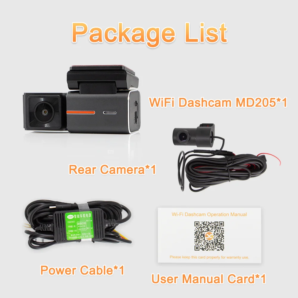 Dash Camera 2 Channel Front Rear HD 2K + 1080P WiFi Car Vehicle DVR Recorder 170&deg; Ultra Wide Angle Camcorder