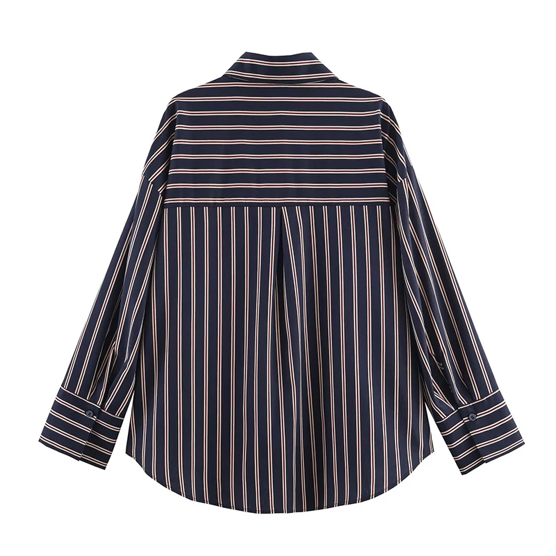 Chic Fashion Stripe Shirts for Women 2025 New Long Sleeve Lapel Women's Casual Loose Simple Style Shirt And Blouse Tops