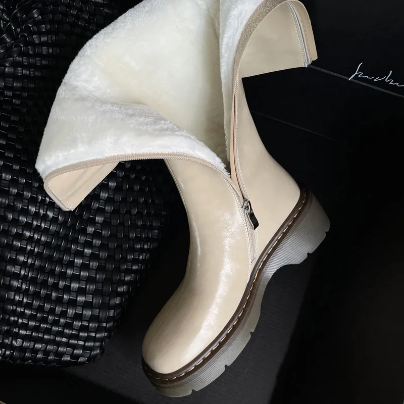 Cowhide Boots Warm Winter Boots