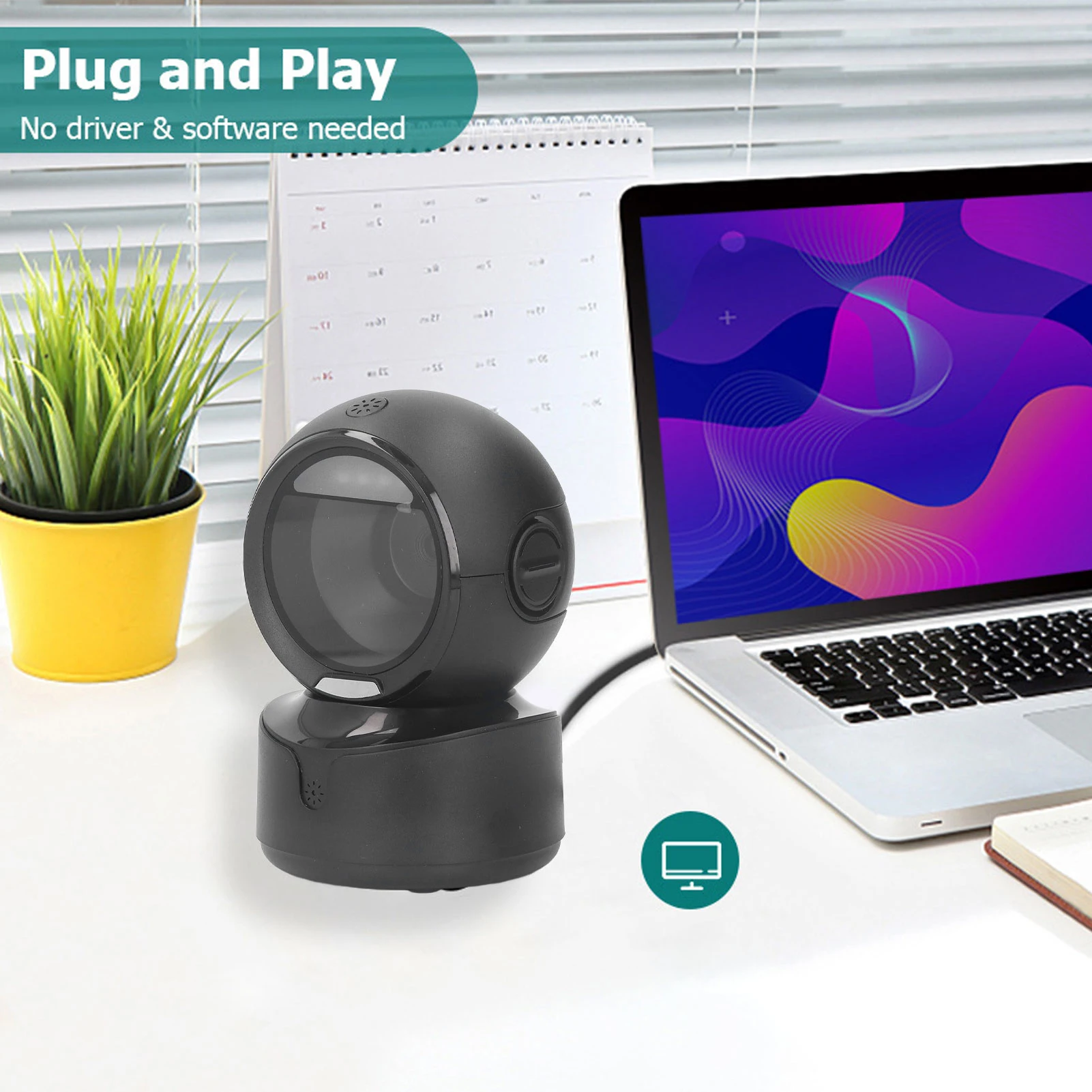 A1 Barcode Scanner Desktop Barcode Scanner Auto Sensing Omnidirectional USB Wired 1D 2D QR Bar  Reader for Retail Warehouse