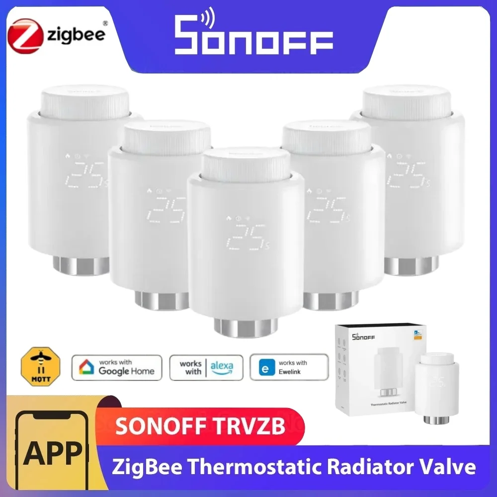 วาล์วควบคุมอุณหภูมิหม้อน้ำ SONOFF TRVZB Zigbee ระบบควบคุมอัตโนมัติในบ้านอัจฉริยะ ผ่าน Alexa, Google และ SmartThings 1