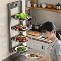 Multi-layer Suction Wall-mounted Dish Rack for Preparing Dishes in The Kitchen - Foldable Storage Rack for Easy Storage 6