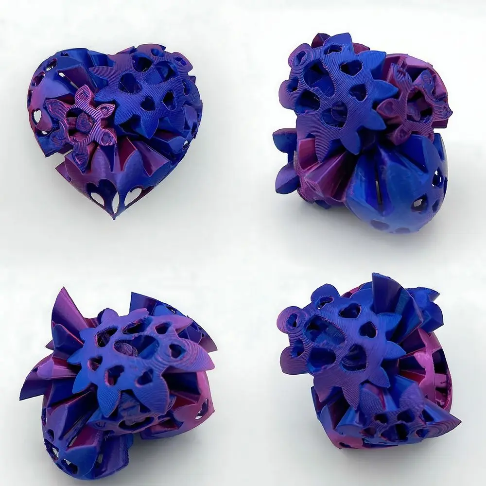 Impossible Spiral Heart 3D Printed Gear Ball Heart Stress Anxiety Relaxing GearSphere Desk Toy Decorative Ornaments Fidget Toy