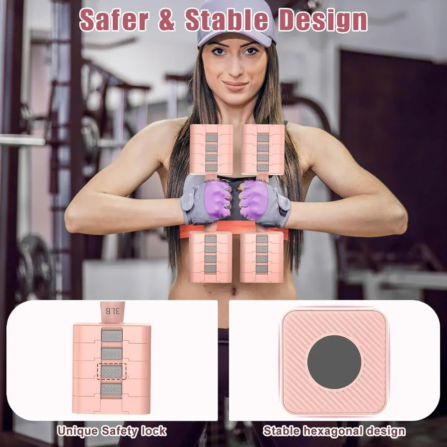 Adjustable Dumbbells Set of 2, 5-in-1 Adjustable Weight Dumbbells for Women/Men, 3lb/5lb/7lb/9lb/11lb Dumbbell Weights Set for H