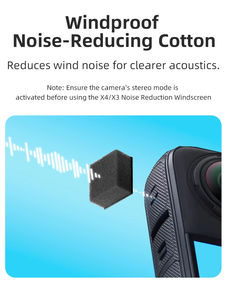 Description Picture 2 of itemNoise-reducing Mic Wind Muff for Insta360 X4 / X3 Reduce Wind Noise Foam 360° Video Action Sports Camera Accessories