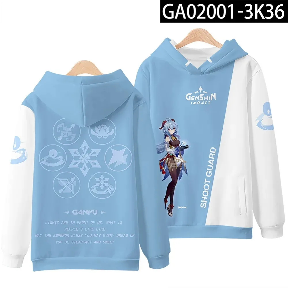 Men and Women Kawaii Anime Sweatshirt, Kids Hoody, Cartoon Clothes, Genshin Impact, New, Creative, Boy, Girl, Children