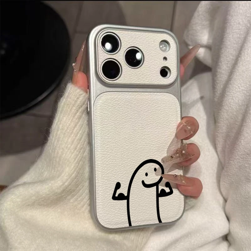 Minimalist Black Line Muscle Man Pattern Faux Leather Phone Case