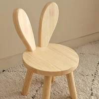 1pc Creative Small Board Stool, Cute Rabbit Ears Solid Wood Small Stool, Decorative Stool children chair 4