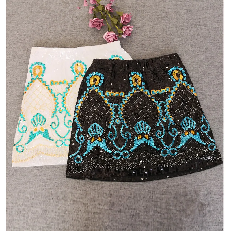 

Retro Gatsby Flapper Party Skirt Geometric Colorblock Beaded Sequin Skirt Women Pencil Skirt Jupe