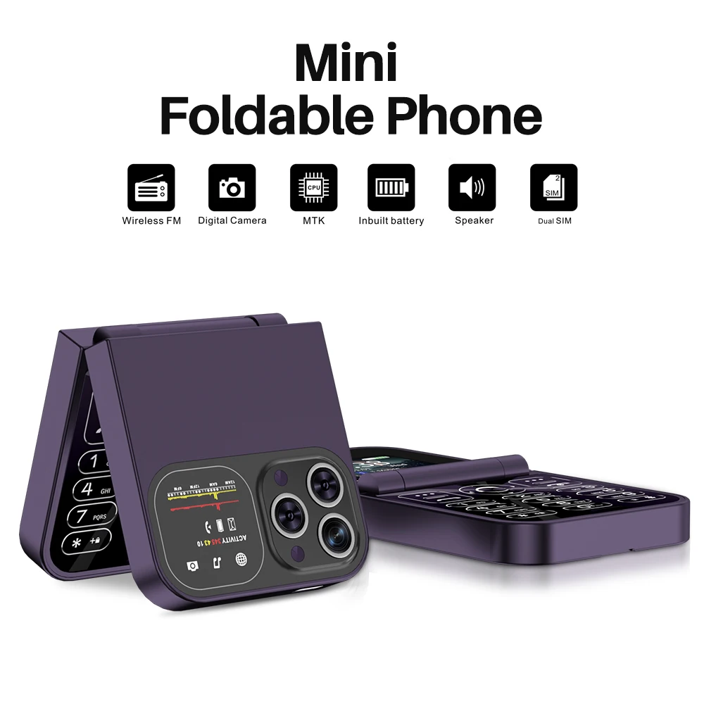 SERVO F15 미니 플립 휴대폰, 듀얼 SIM GSM 스피드 다이얼, 매직 보이스 카메라, 블랙리스트 소형 폴드 휴대폰, C타입 충전, 신제품
