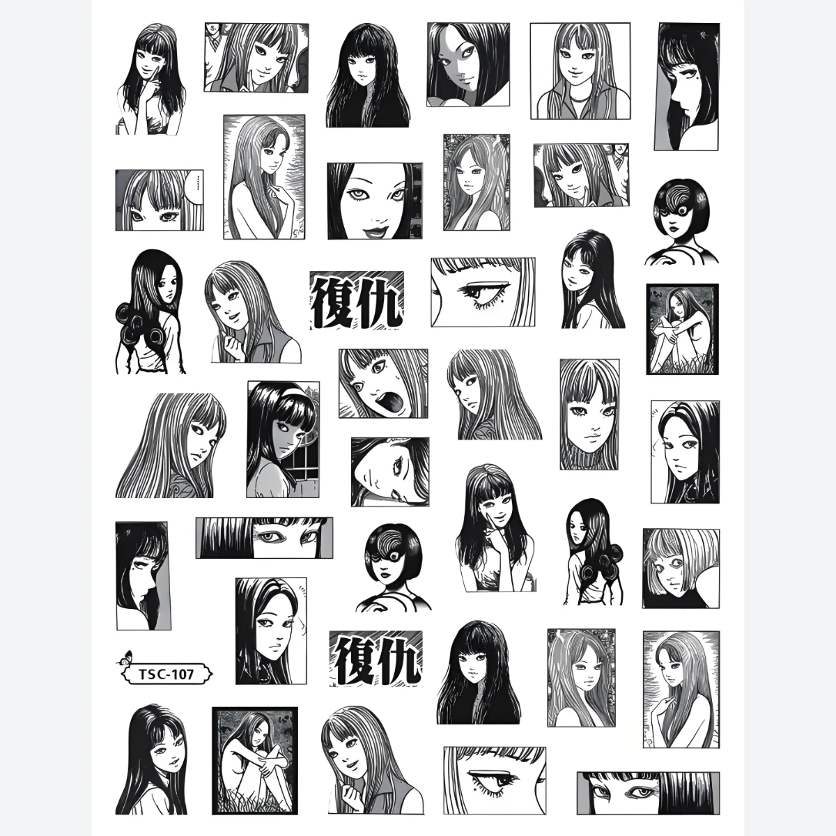 TSC-380 かわかみ とみえ,Tomie,Kawakami Tomie,Anime 3d Nail Art Stickers Nail Stickers