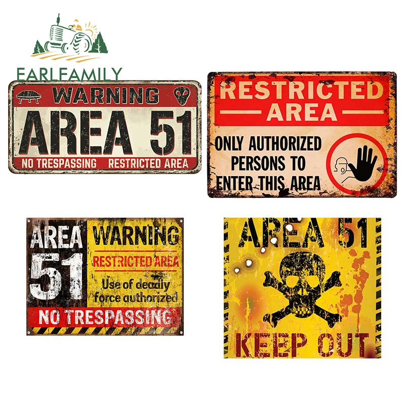 Earlfamily 13cm X 6.4cm For Area 51 No Trespassing Personality ...