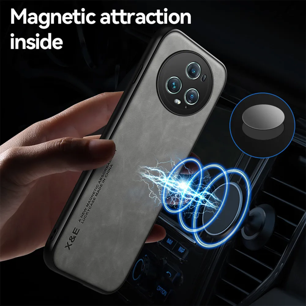 Фото Новый стиль для Honor Magic5 Pro искусственная кожа задняя крышка из овечьей кожи Hnor Honr Magic 5 Lite 5 Lite 5Pro искусственная кожа автомобильный магнитный держатель Shockp №2