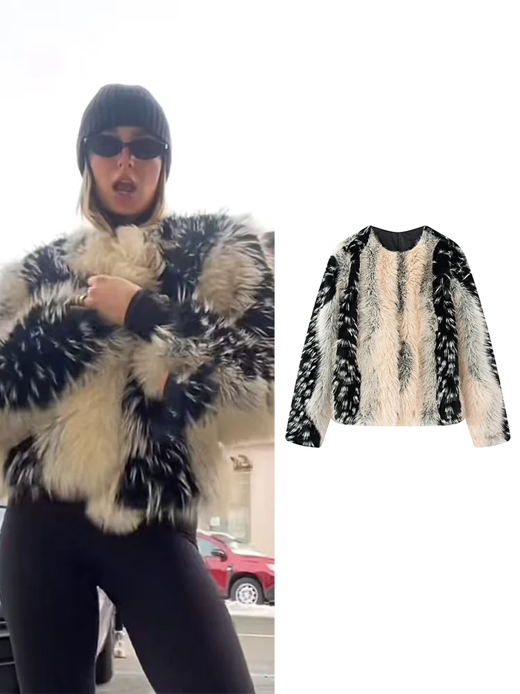 2025 Winter Women Faux Fur Warm Coat Chic Side Pockets Casual Multicolor Coat Fashion Elegant Female Thick Jacket Lady New