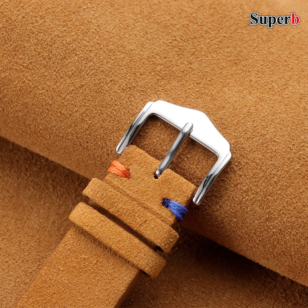 Premium Suede Leather Vintage Blue Watch Strap - Sporty and Stylish Replacement Band