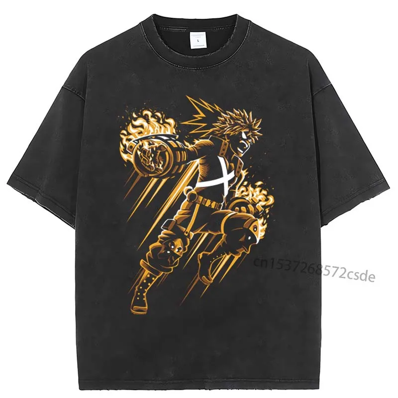 

Bakugou My Hero Academia Men's Clothes Japan Anime Manga Men's T Shirt Cotton T-Shirt Men High Quality Tees Graphic T Shirts