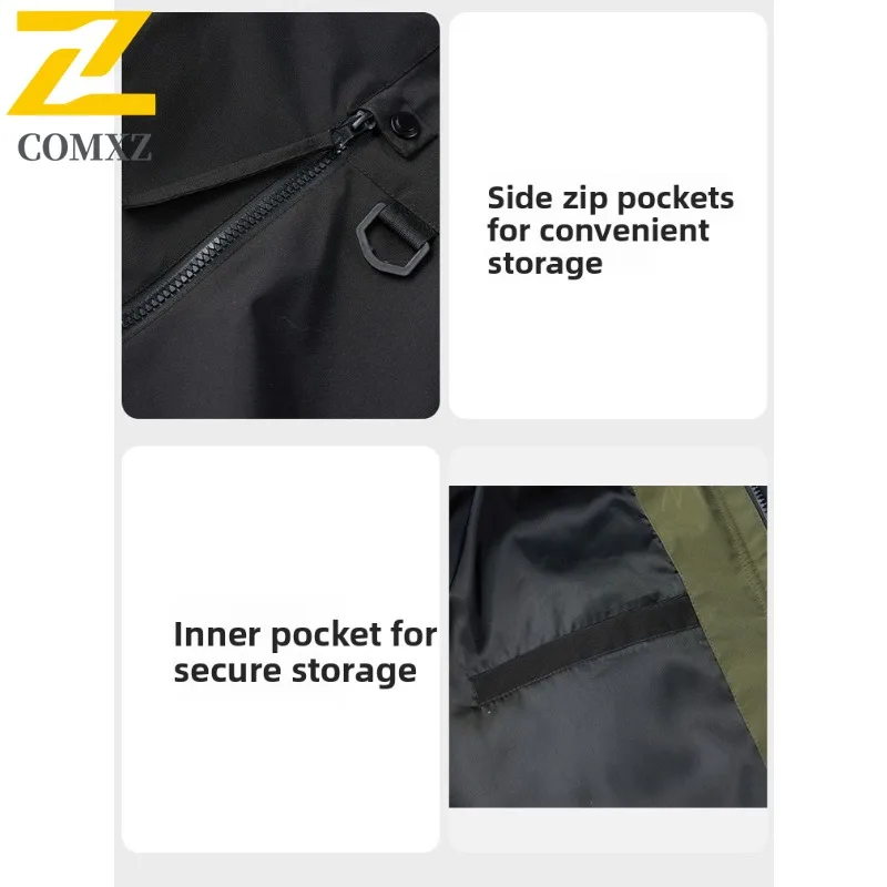 COMXZ Men Winter Jacket Premium Hooded Outdoor Mountaineering Thick Warm Parka Leisure Everyday Style Lightweight Windbreaker