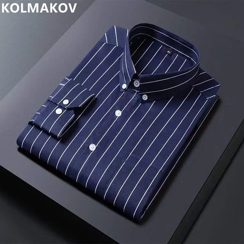 

2023 Spring and Autumn New Men's Classic Fashion Striped Long-Sleeved Shirt Men's Business Casual Large Size High-Quality Shirt
