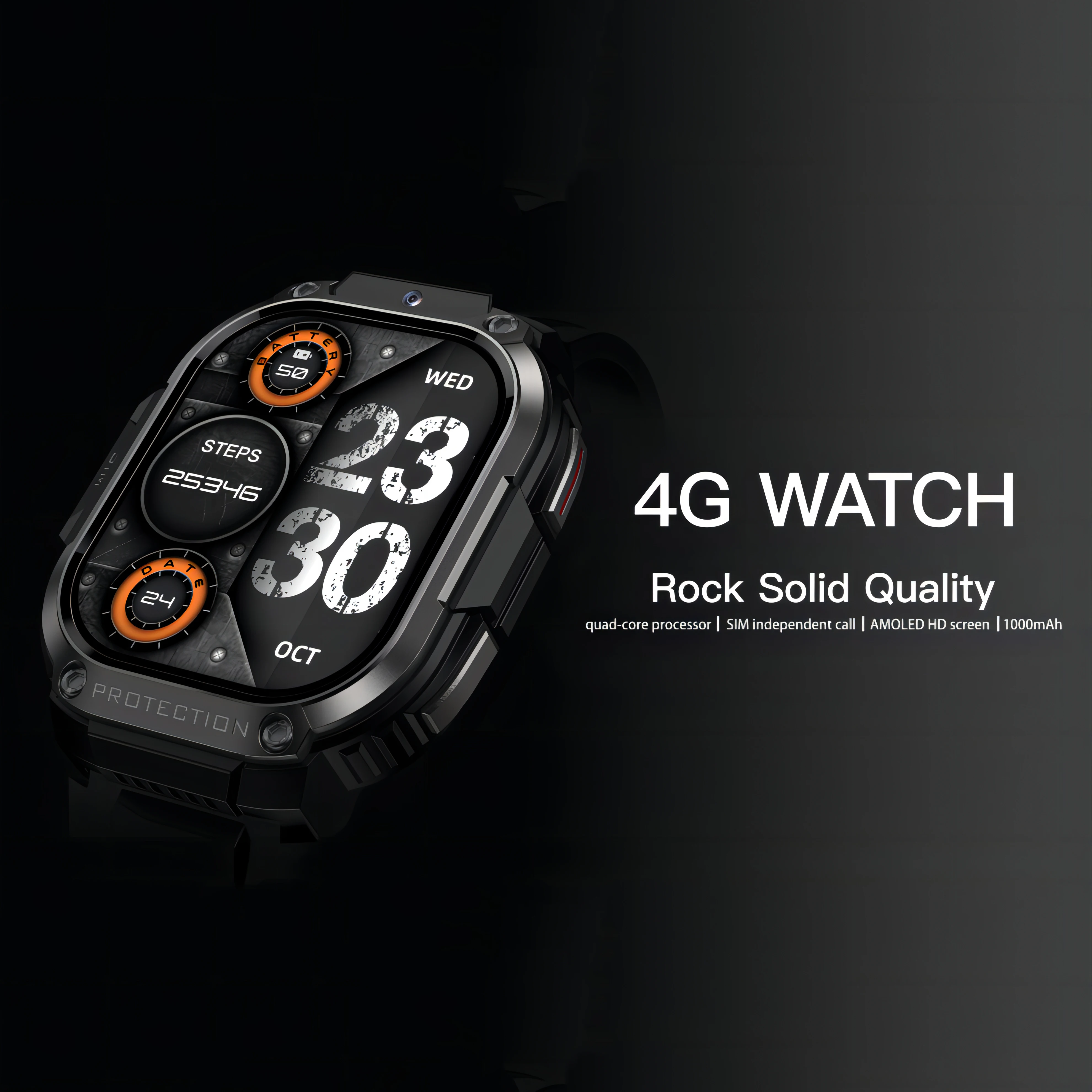 Rainbuvvy-スマートウォッチ、amoled、4g lte、2.13 